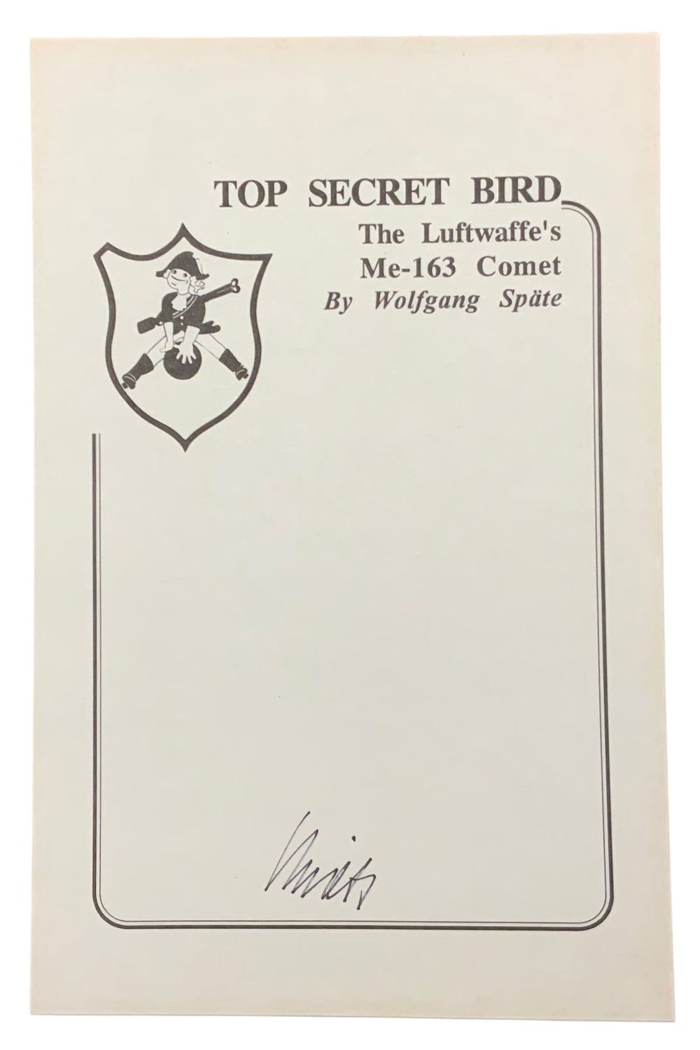 Lot 255: WWII German Luftwaffe Fighter Pilot Ace Wolfgang Spate Signed Book Plate