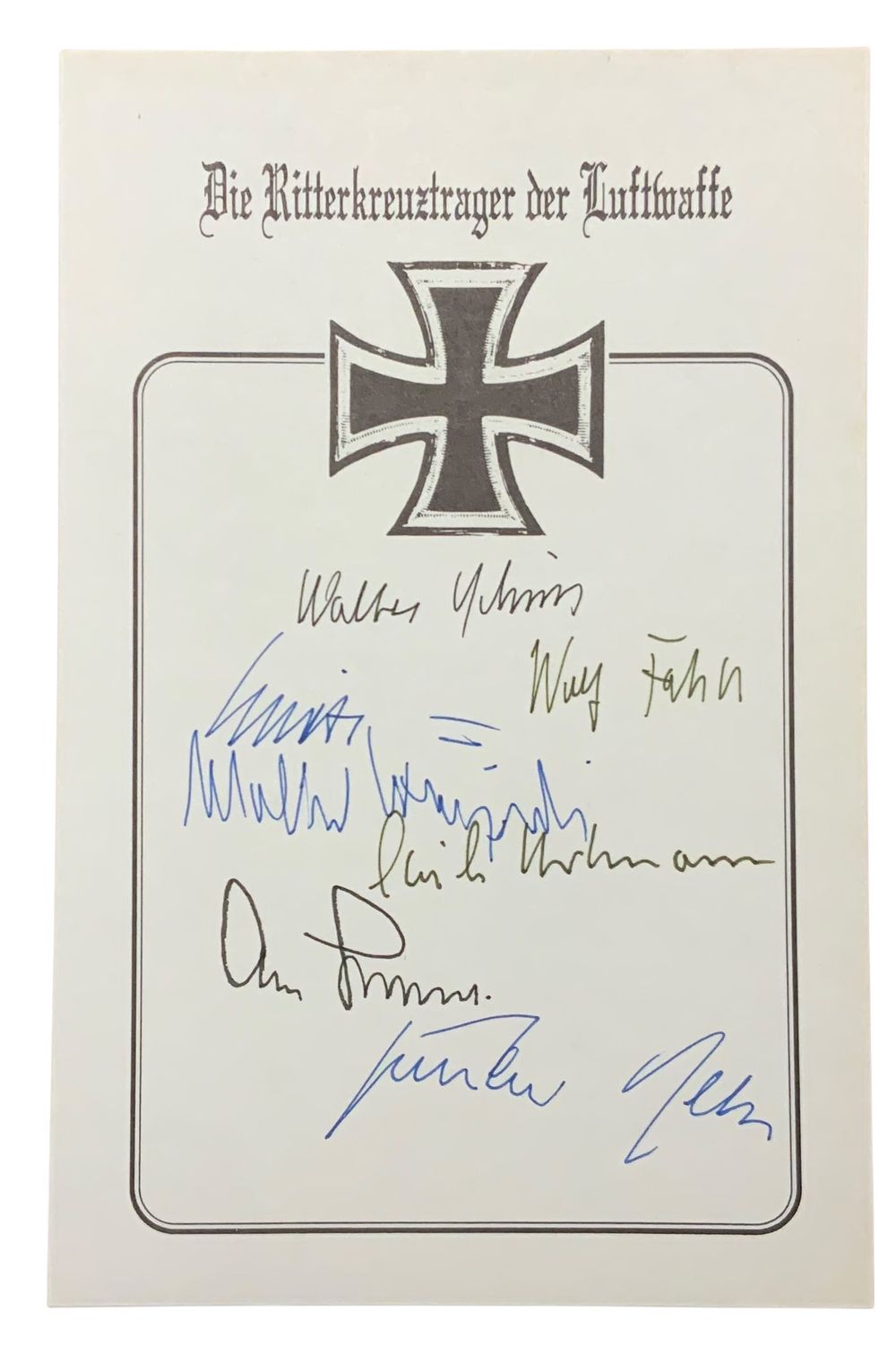 Lot 258: WWII Luftwaffe Pilots Signed (7) Book Plate Hartmann Spate Rall Galland Krupinski, etc.