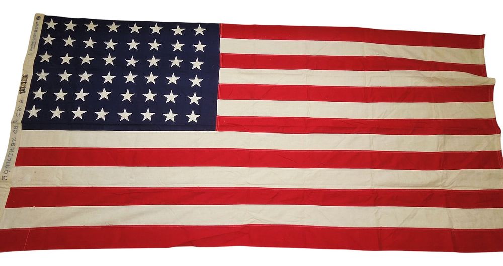 Lot 312: WWII US Army 714th Tank Battalion Combat Flown ETO 48 Star American Flag