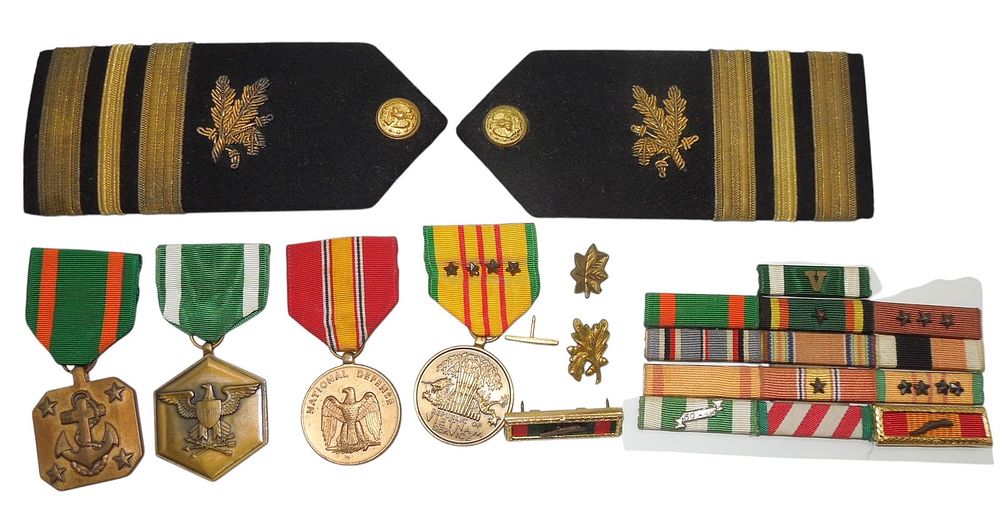 Lot 334: Vietnam War US Navy Supply Officer Medals & Ribbon Bars Group