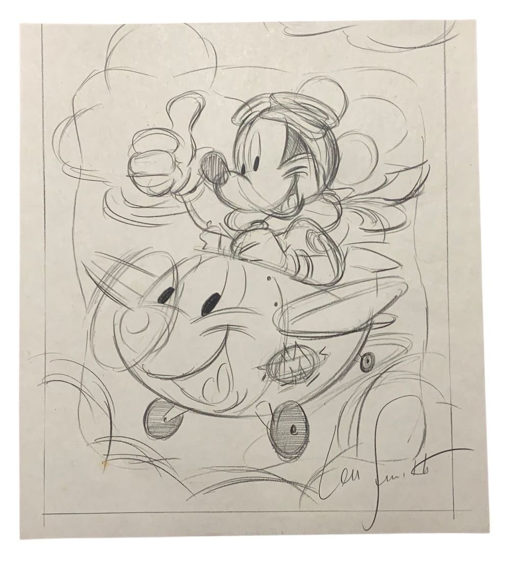 Lot 343: Disney Mickey Mouse Pencil Concept Drawing Animator Len Smith Signed