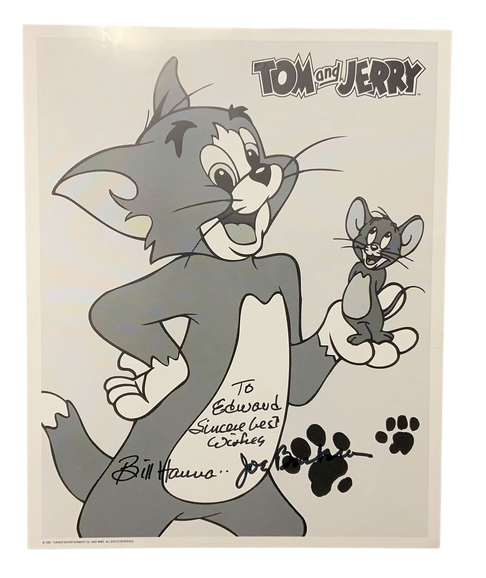 Lot 360: Cartoon Animators Bill Hanna & Joe Barbera Signed Tom & Jerry Photo