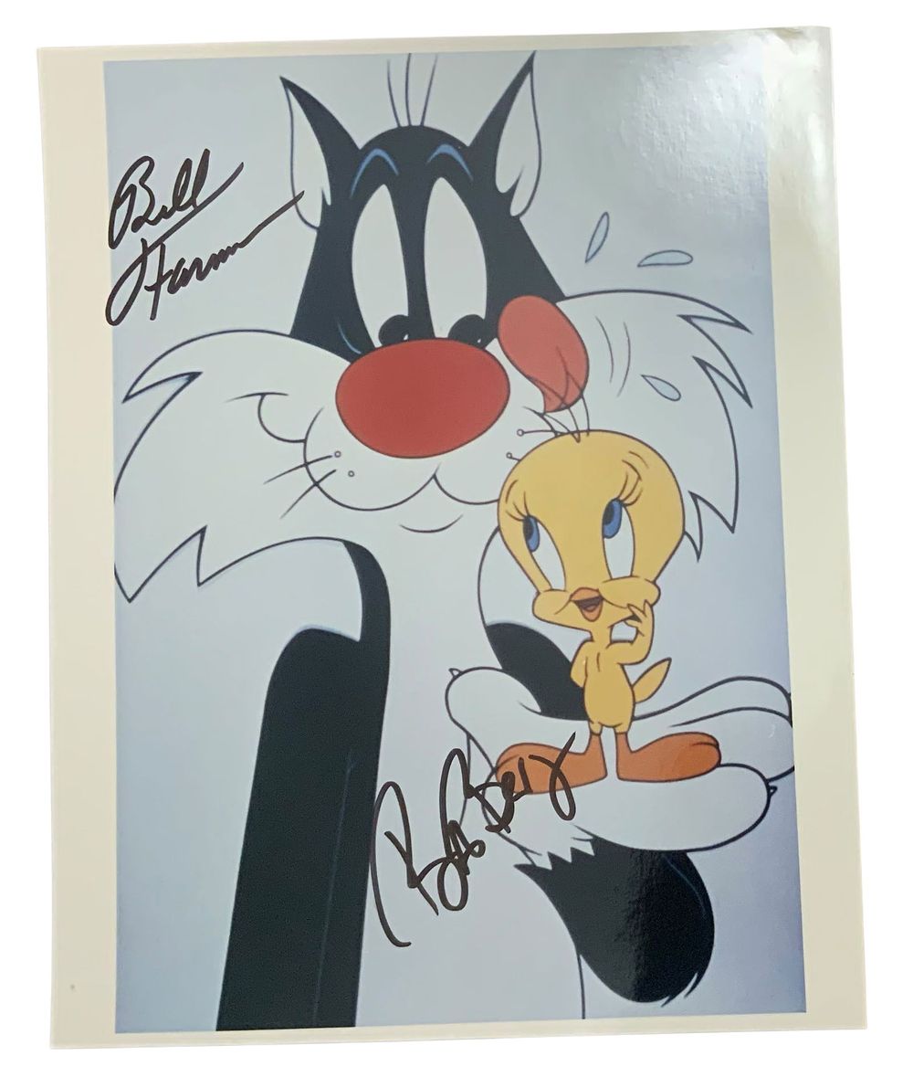 Lot 364: Bill Farmer & Bob Bergen Sylvester & Tweety Looney Tunes Voice Actors Signed Photo