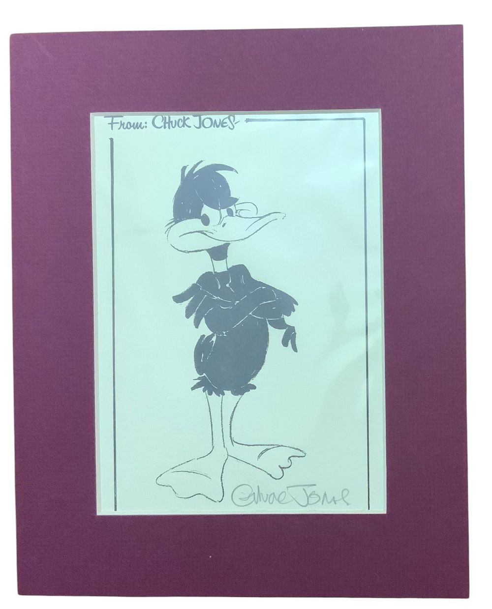 Lot 367: Looney Tunes Chuck Jones Matted Daffy Duck Signed Print