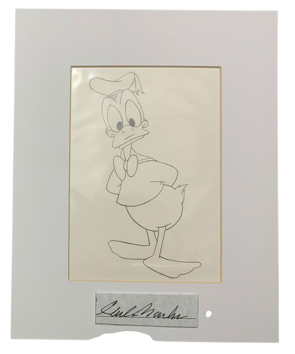 Lot 368: Disney Donald Duck Matted Pencil Concept Sketch Animator Cartoon Illustrator Carl Barks