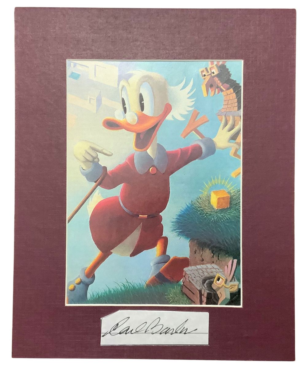 Lot 371: Disney Scrooge McDuck Matted Print Animator Cartoon Illustrator Carl Barks Signed