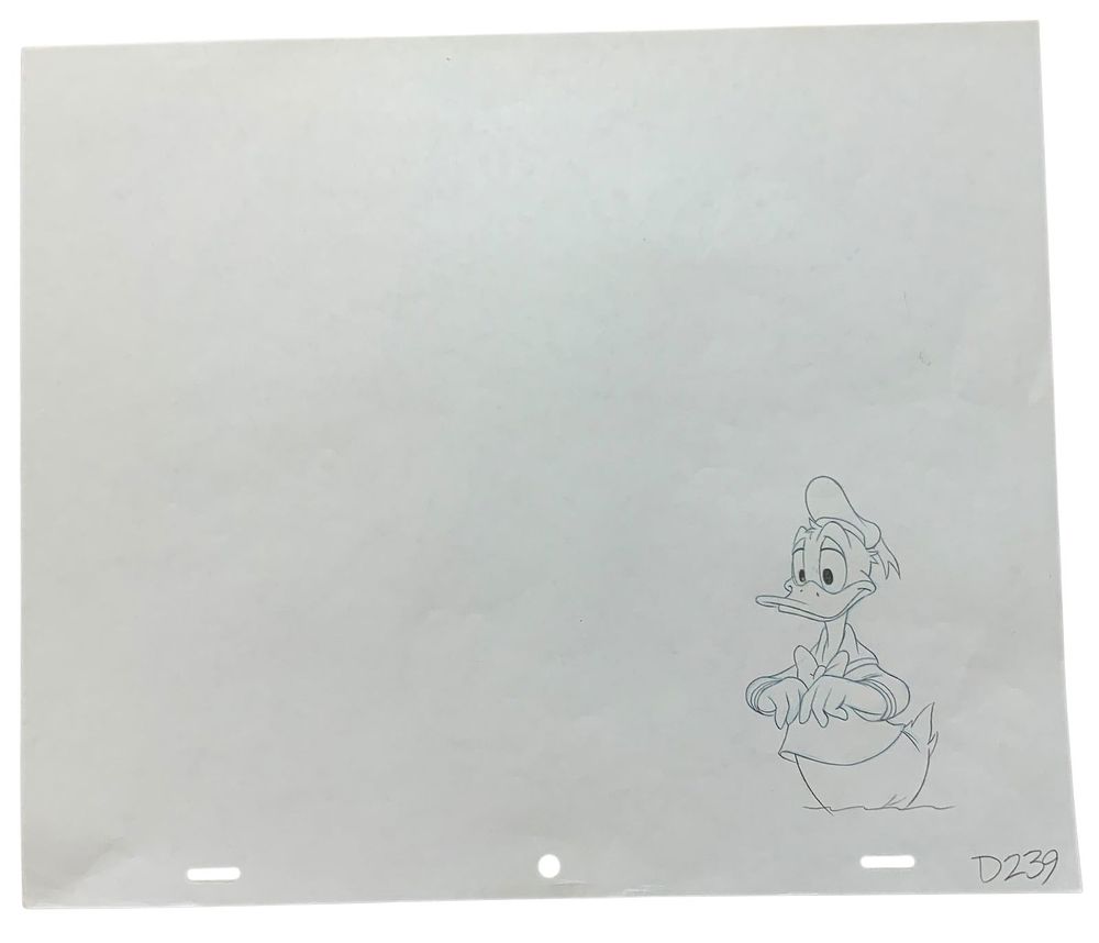 Lot 384: Disney Surprised Donald Duck Production Animation Color Pencil Drawing Carl Barks (?)