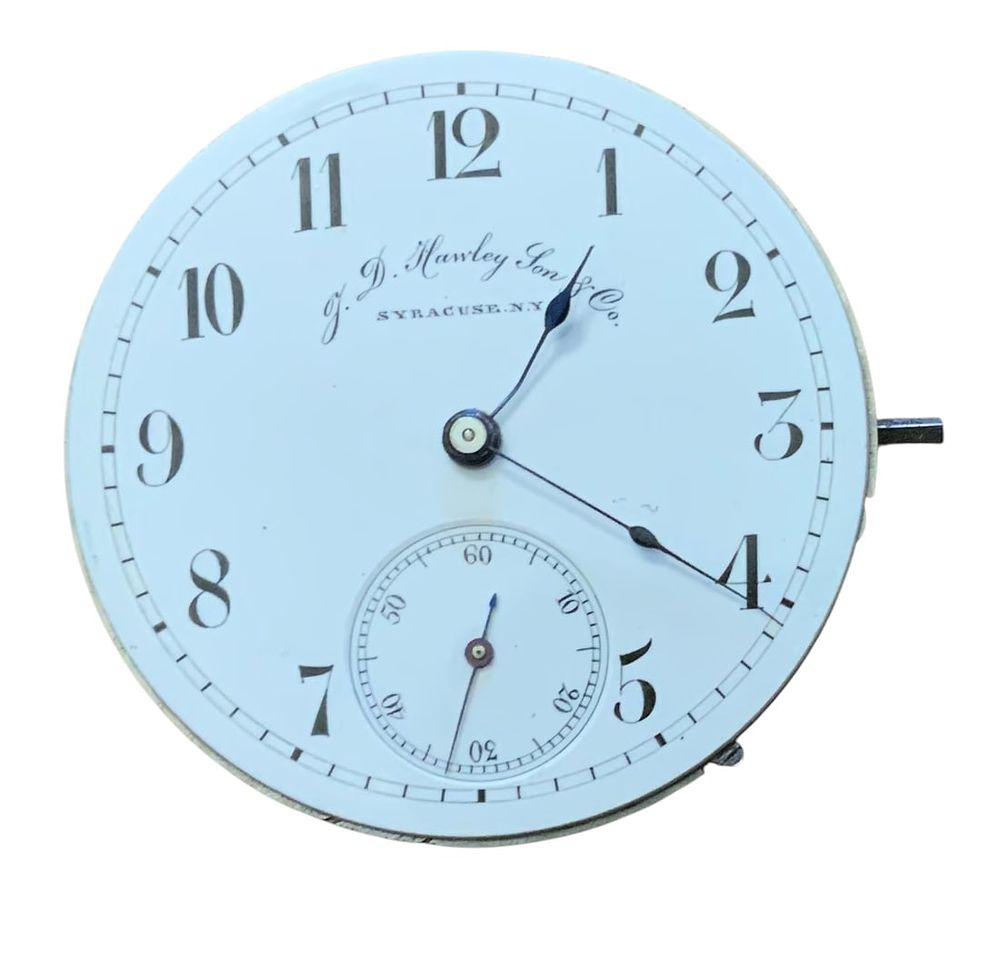 Lot 419: RARE 1870-1880 J.D. Hawley Son & Co. Syracuse Pocket Watch Movement 465336 & Dial