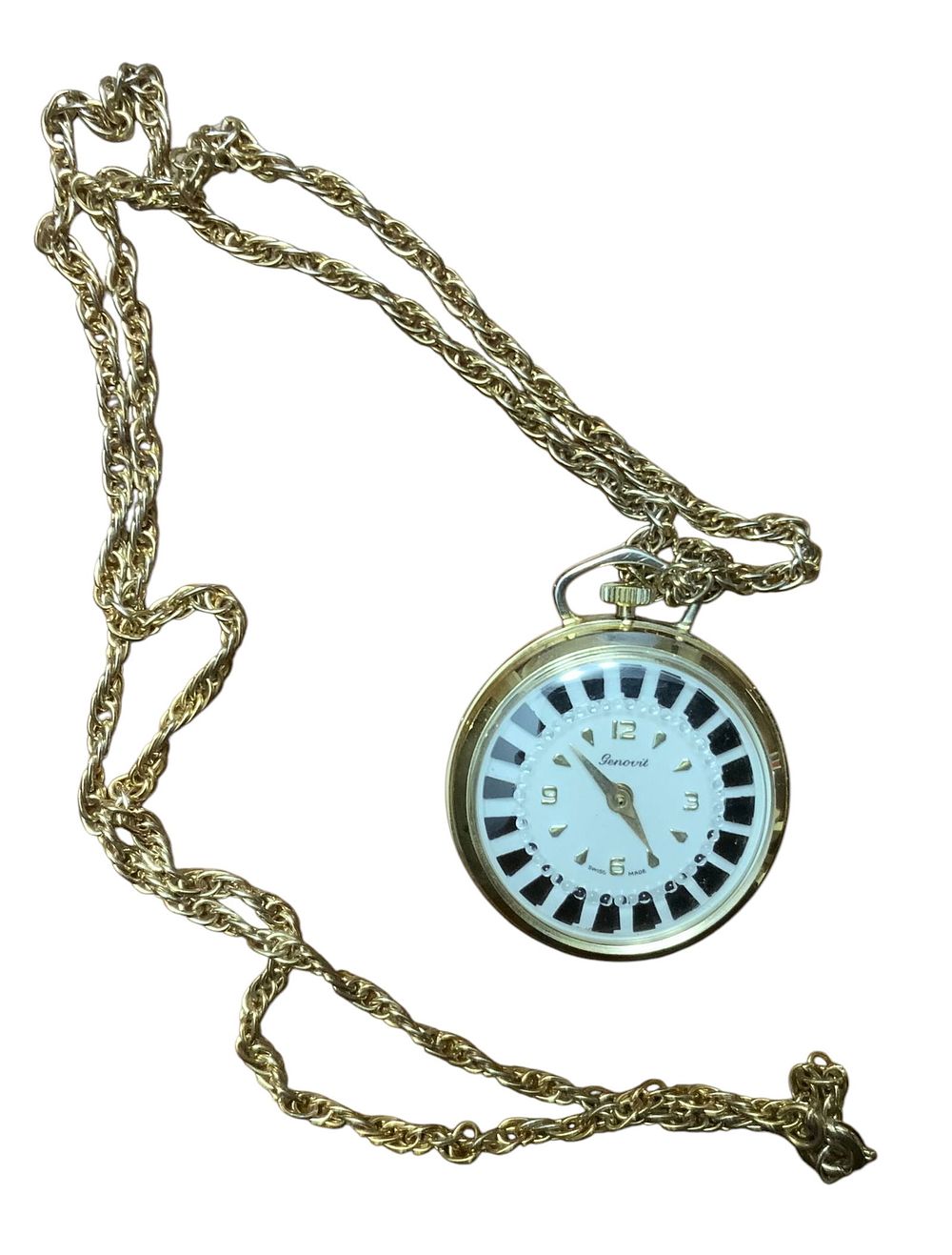 Lot 427: Genovit Bernard Schaffel The Jewelbox Swiss Made Pocket Watch & Chain