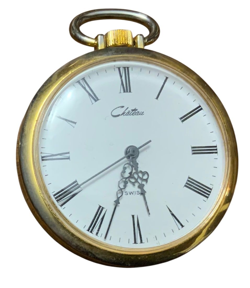 Lot 436: E. Gluck Corp. Trading Co. Chateau Pocket Watch Swiss Made