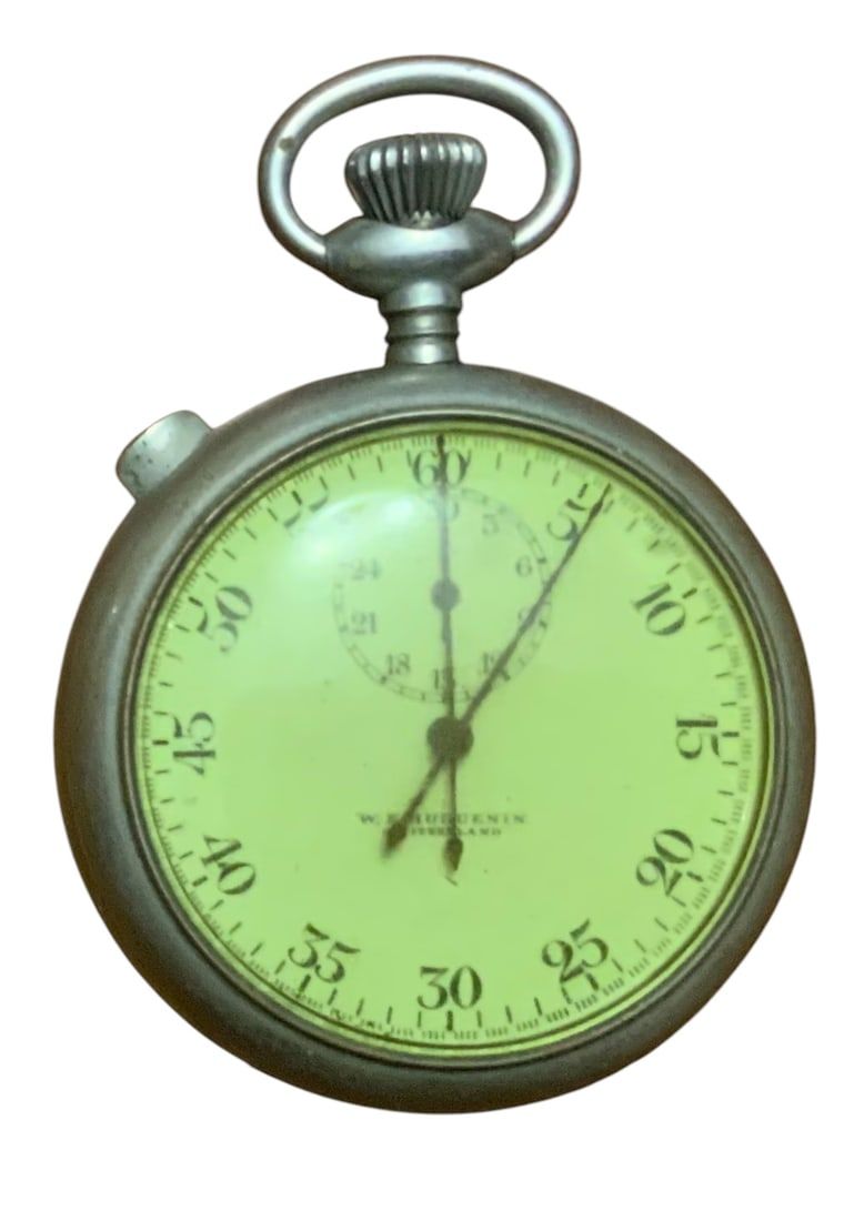 Lot 437: W.E. Huguenin A.E. Stauffer Pocket Stop Watch Swiss Made