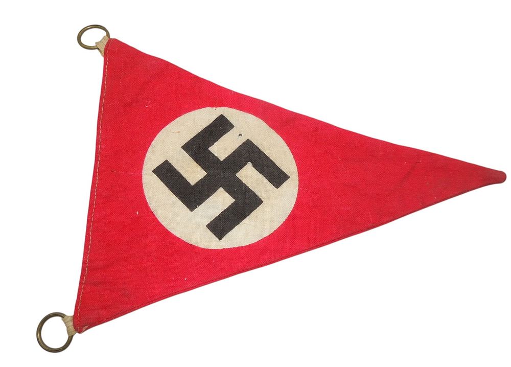 Lot 153: WWII German Wehrmacht NSDAP Double Sided Pennant Flag