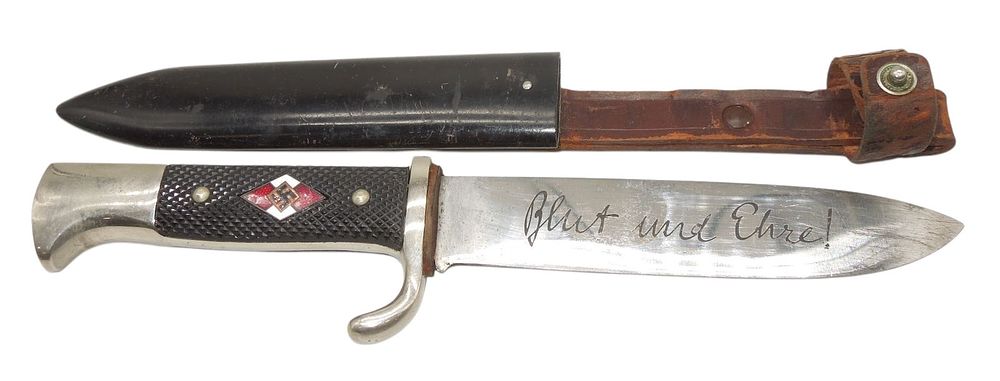 Lot 156: WWII German Hitler Youth Konejung Marked Knife & Scabbard