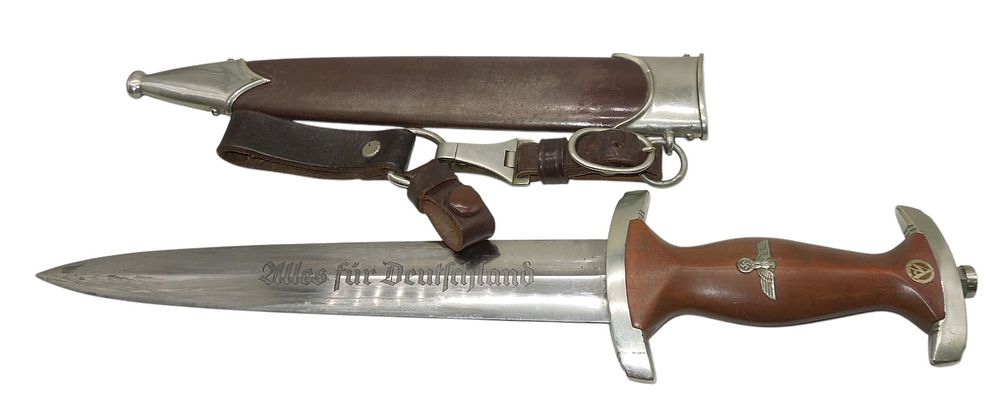 Lot 157: WWII German SA Military Dagger & Scabbard Christianwerk Solingen