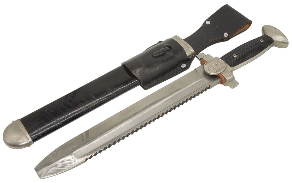 Lot 159: WWII German Red Cross Military Hewer Dagger & Scabbard Frog