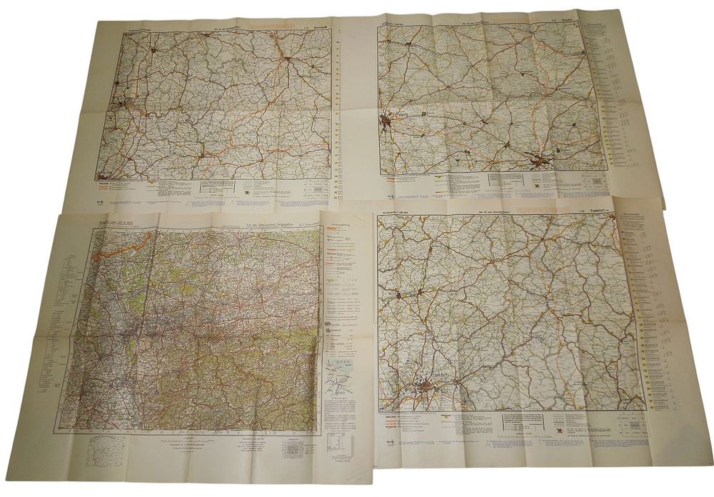 Lot 163: Lot (4) 1930s - Early WWII German Military Maps Dresden, Darmstadt, Dusseldorf, Frankfurt