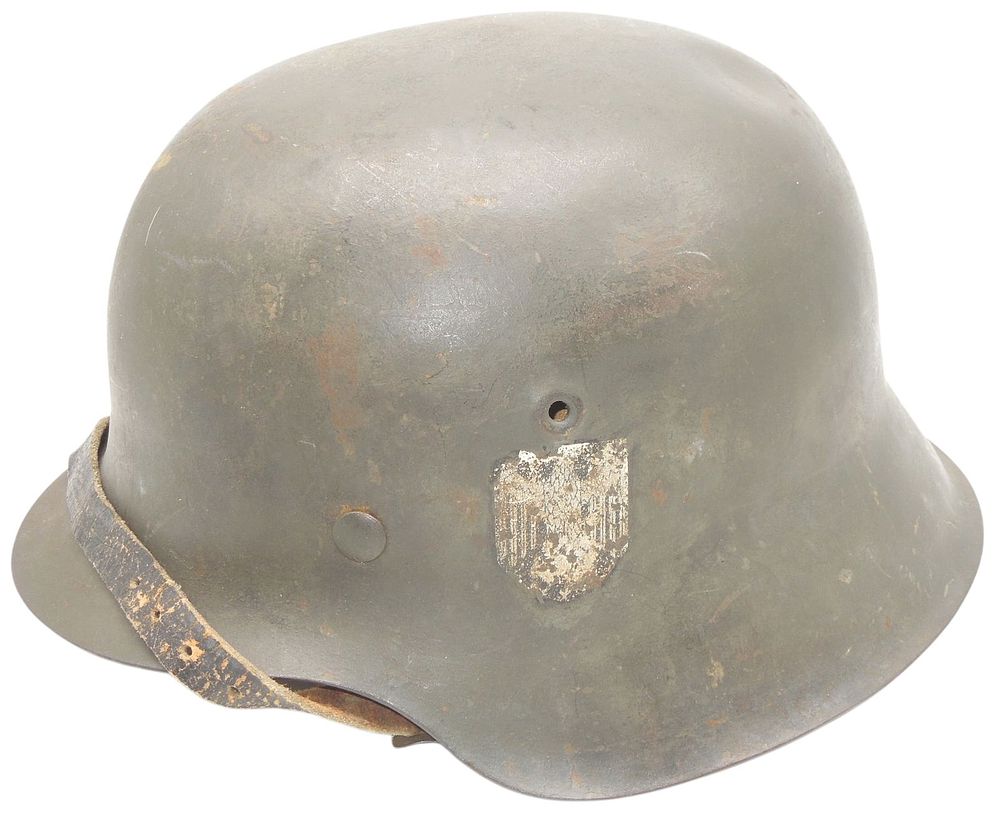 Lot 168: WWII German Army Wehrmacht M42 Helmet and Decal