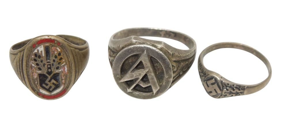 Lot 169: Lot (3) WWII German Military NSDAP SA Rings