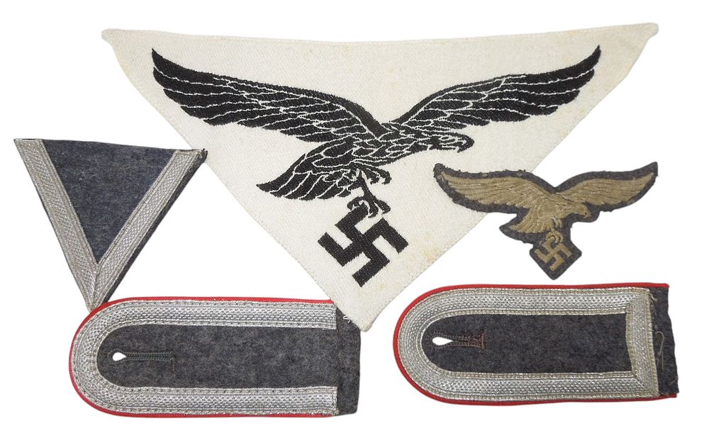 Lot 180: Lot WWII Luftwaffe Air Force Sports Shirt Eagle Rank Patches Tabs
