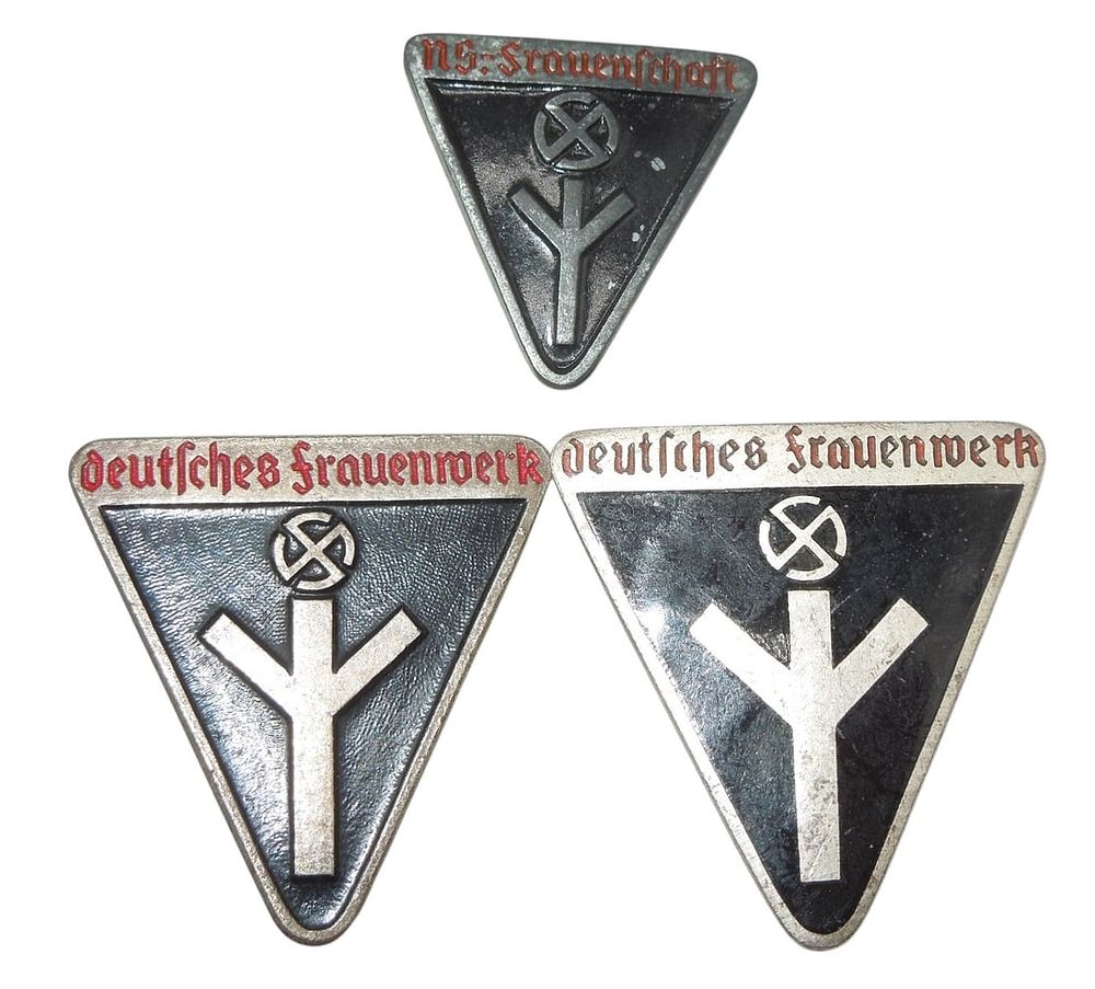 Lot 181: Lot (3) WWII German Womens Frauenwerk Socialist League Pin Badges