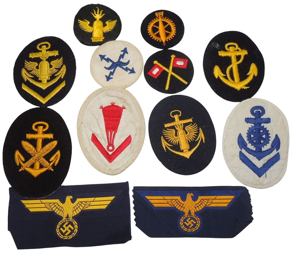 Lot 197: Lot WWII German Kriegsmarine Navy Patches Rates