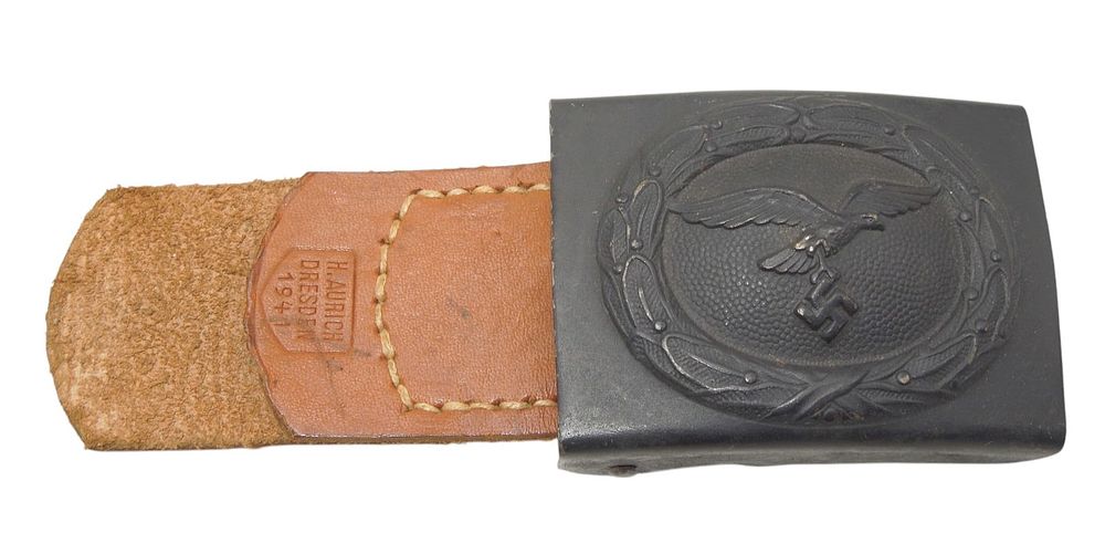 Lot 207A: WWII German Air Force Luftwaffe 1941 H. Aurich Dresden Uniform Belt Buckle