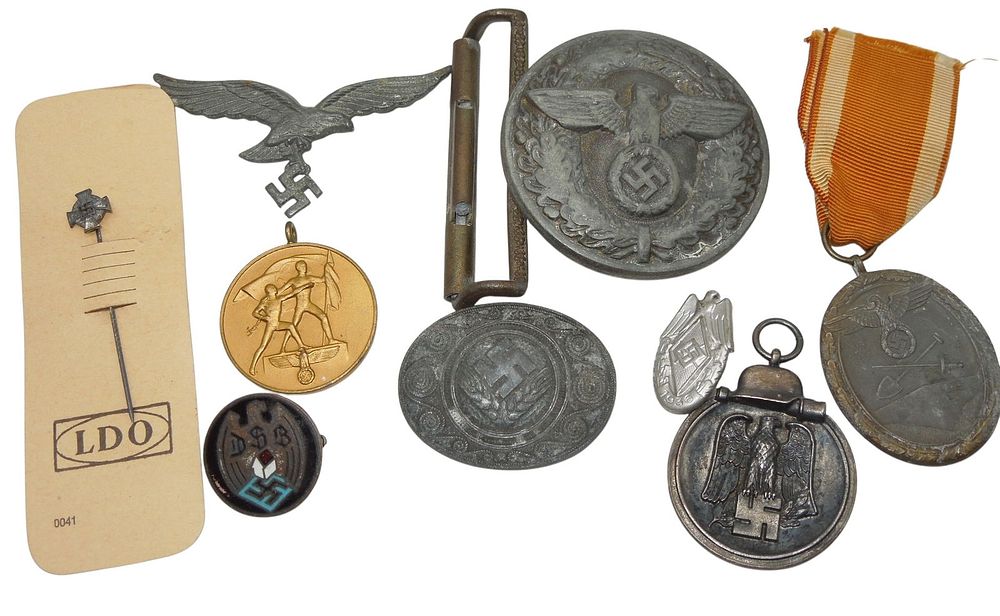 Lot 210: WWII German Military Medals Buckle Pins Lot