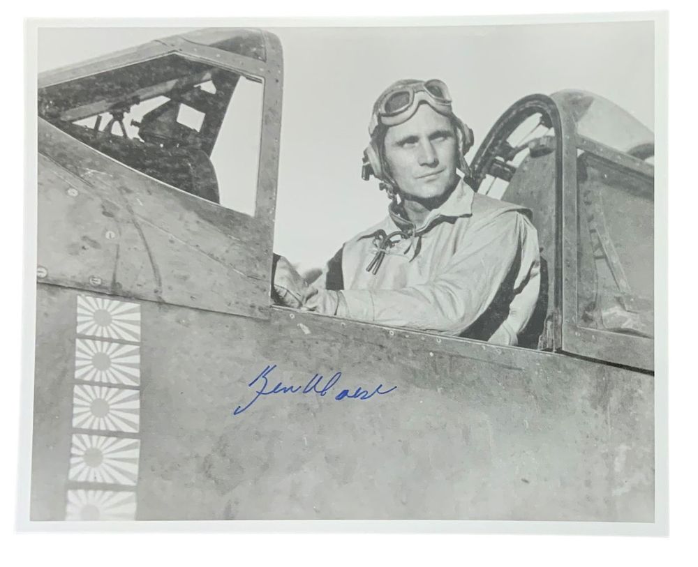 Lot 239: USMC Marine Corps Quadruple Ace Pilot Ken Walsh MOH Medal of Honor Signed Photo