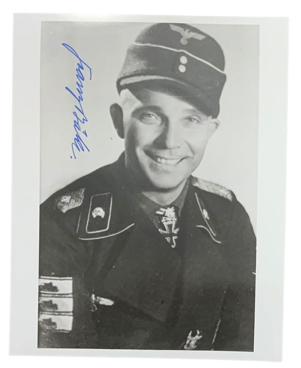 Lot 246: WWII German Panzer Ace Franz Baeke Bake Knights Cross Signed Photo