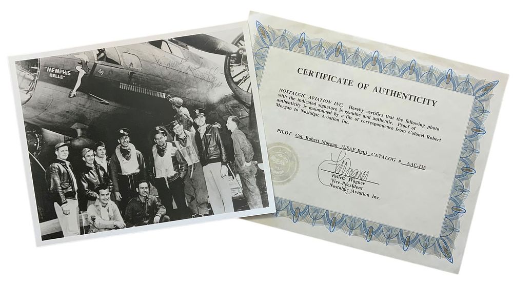 Lot 272A: WWII Pilot Robert K. Morgan Memphis Belle Signed Photo w/ Certificate of Authenticity