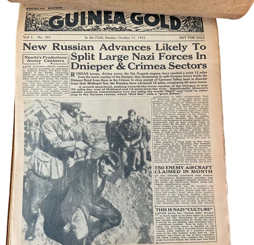 Lot 282: WWII 1943 Guinea Gold In The Field Port Moresby, New Guinea Newspaper Huge Lot