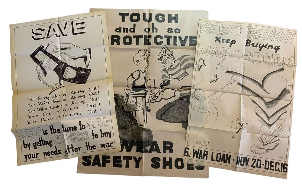 Lot 283: WWII Era 1944 Home Front War Factories, War Bonds & Loan Poster Lot (3)
