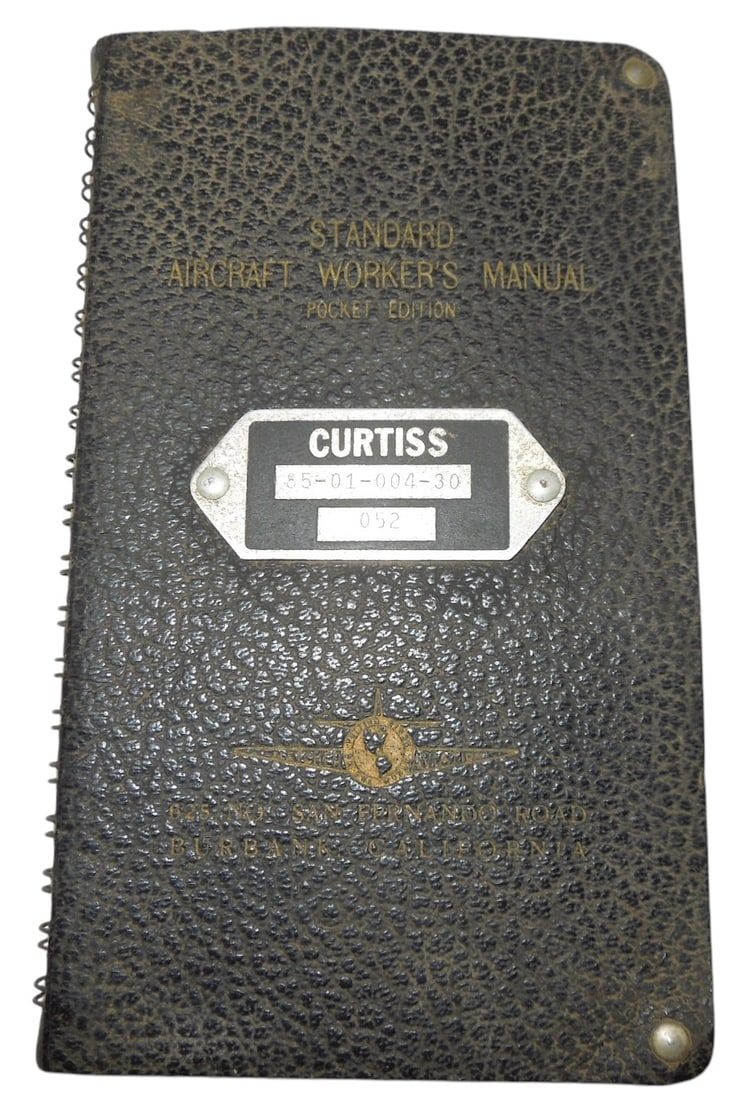 Lot 298: WWII Curtiss Aircraft Standard Workers Manual Book Burbank, California