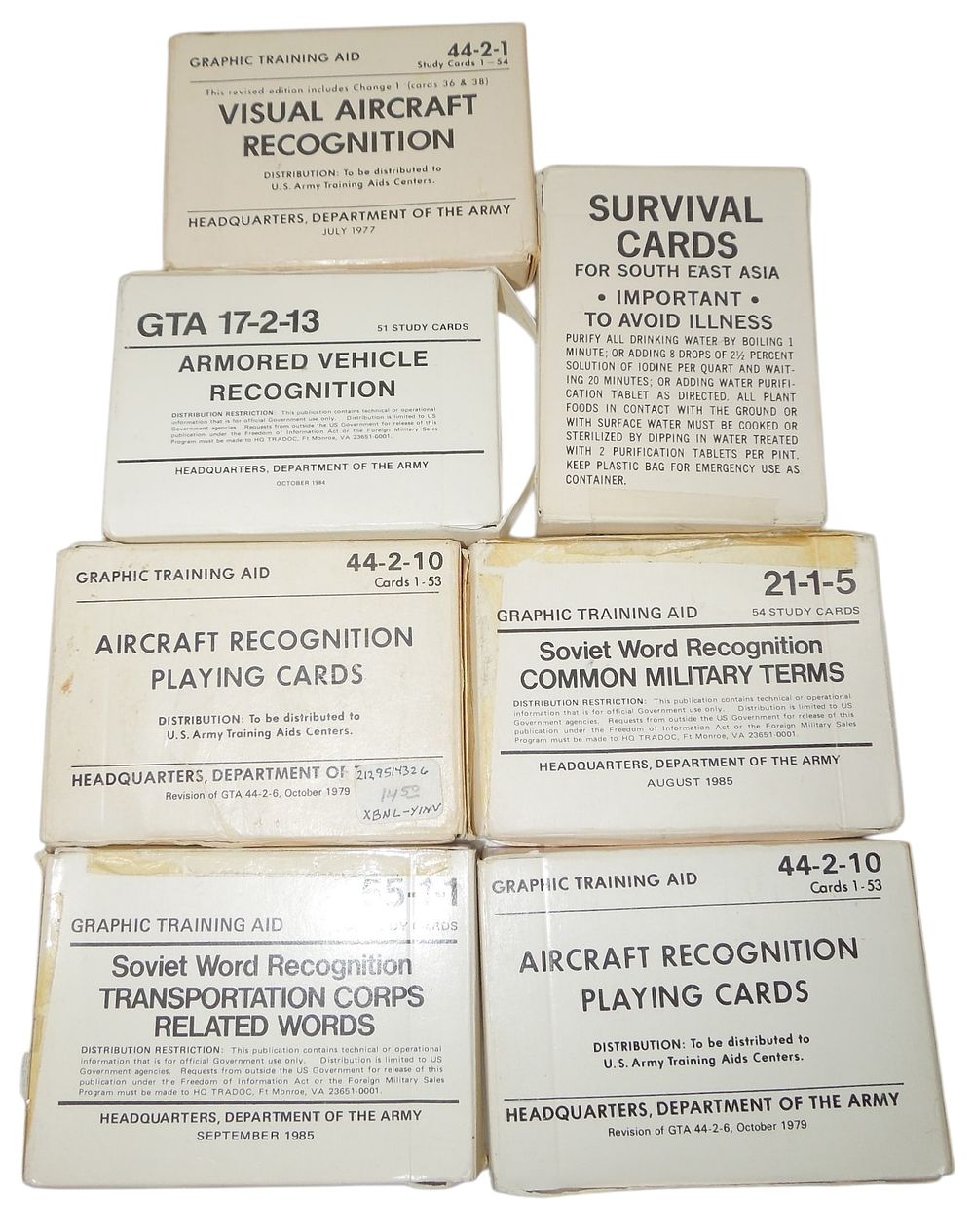 Lot 303: Lot (7) US Military Vietnam - 80s Recognition Card Decks