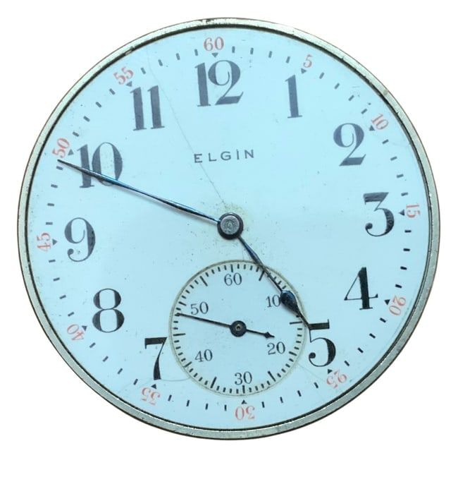Lot 359: 1917 Elgin National Watch Co. Pocket Watch Movement (19566570) & Dial Grade 315
