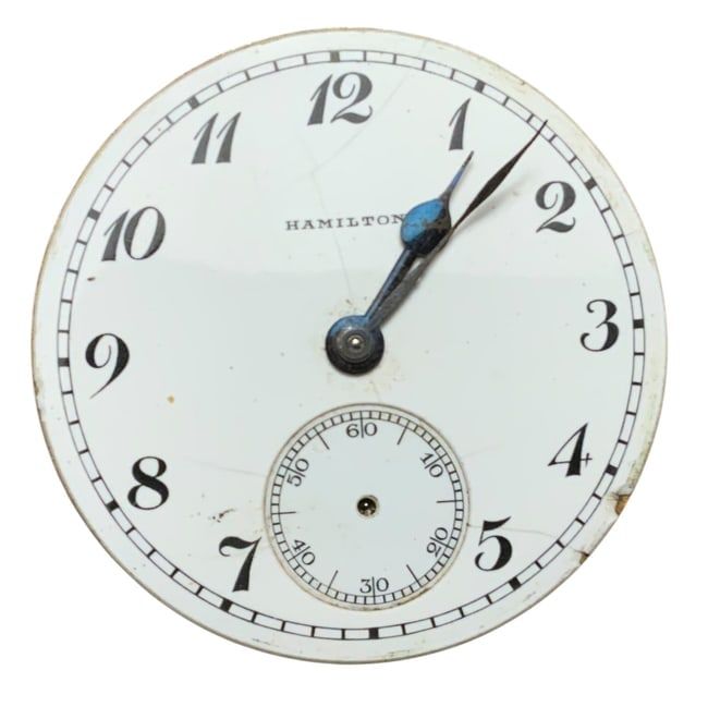 Lot 360: 1922 Hamilton Watch Co. Pocket Watch Movement (1626737) & Dial Grade 974