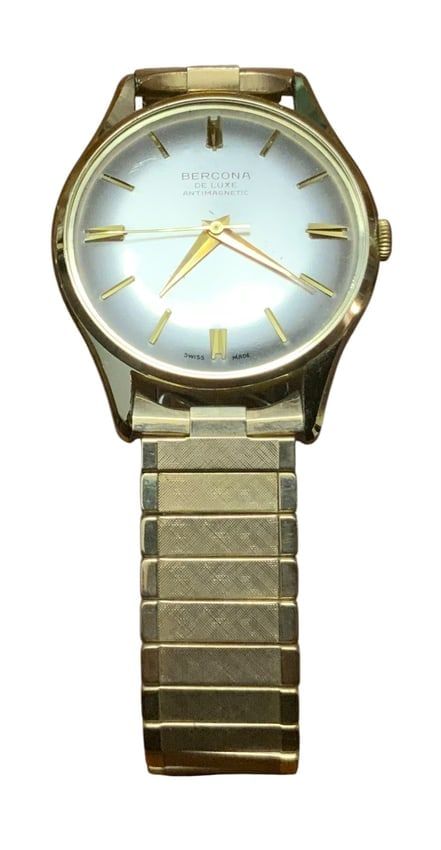 Lot 361: Bercona Deluxe Swiss Made Parts Wrist Watch 1/20 10k GF Top