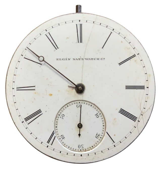 Lot 369: 1879 Elgin National Watch Co. Railroad Grade Pocket Watch Movement (600855) & Dial