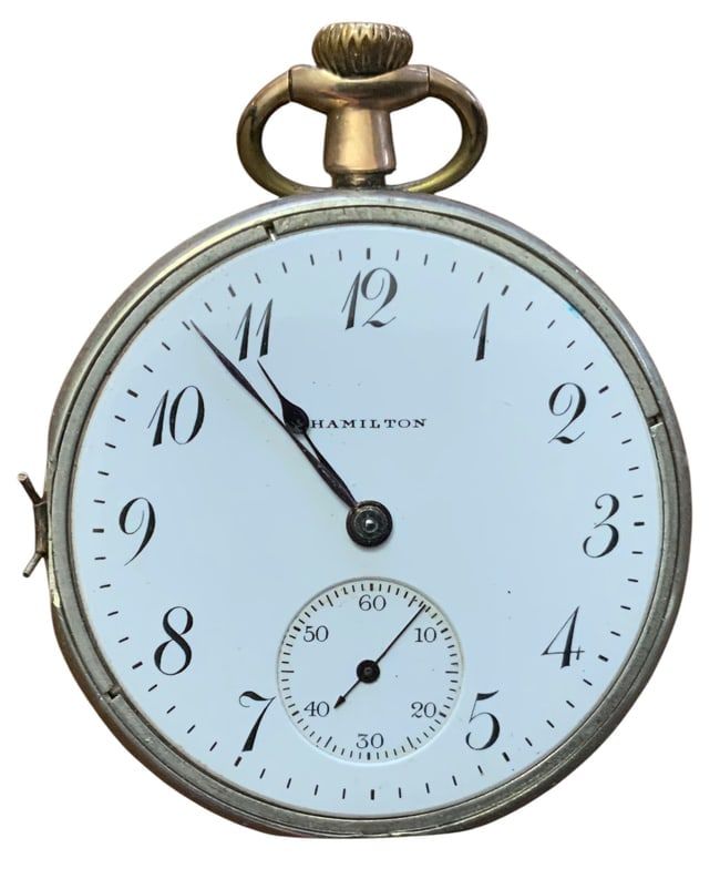 Lot 374: 1918 Hamilton Watch Co. Pocket Watch Movement (1840142) & Dial Grade 910