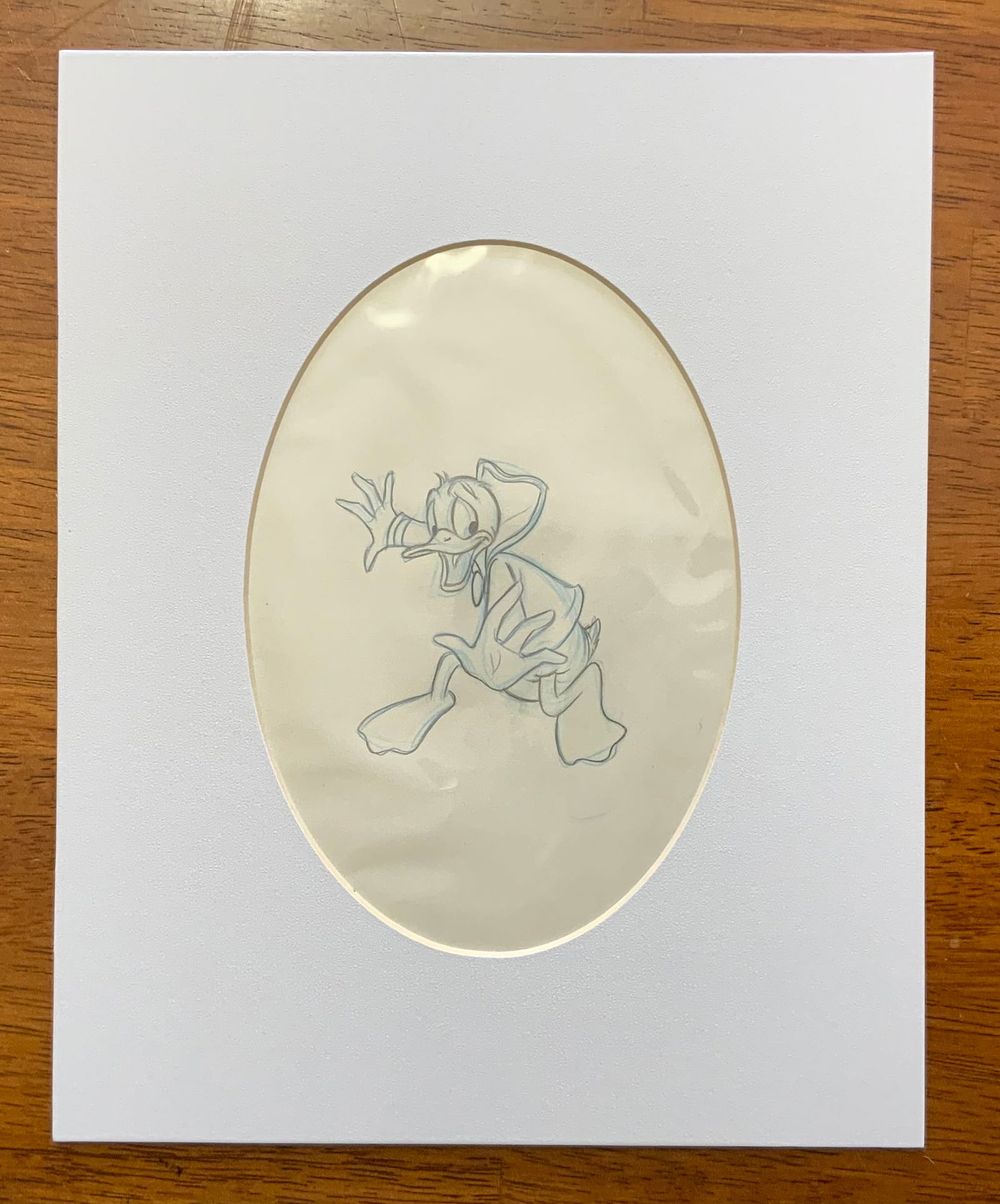 Lot 378: Disney Donald Duck Matted Pencil Concept Color Sketch Animator Illustrator Carl Barks #3