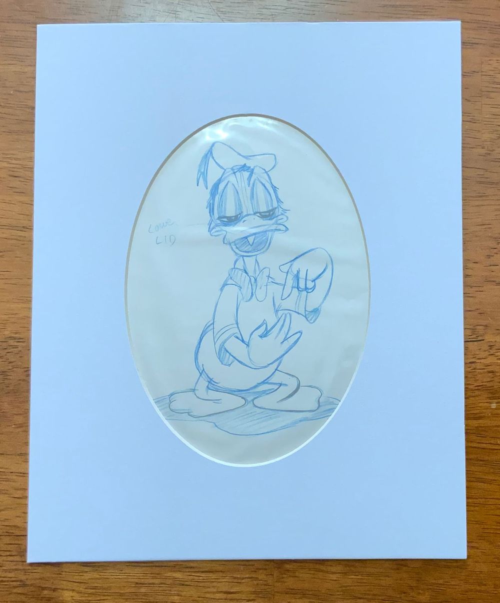 Lot 380: Disney Donald Duck Matted Pencil Concept Color Sketch Animator Illustrator Carl Barks #5