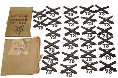 Spanish American War US Army 73rd Coast Artillery Insignia Pins Lot. Lot of original pins as 