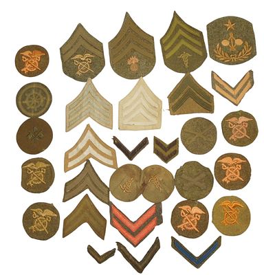 Large Lot WWI US Army Rank Insignia Patches Stripes Chevrons. Lot of original period wool and 