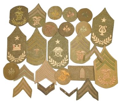 Large Lot WWI US Army Rank Insignia Patches Stripes Chevrons Quartermaster Medical Band. Lot of 