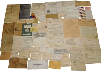 Lot WWII US Army Armored Soldier Documents Papers Patch. Lot from one Soldier as shown. Some 