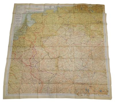 WWII US Military Silk Map of Holland Belgium France Germany. Silk map from WWII as shown. Some 