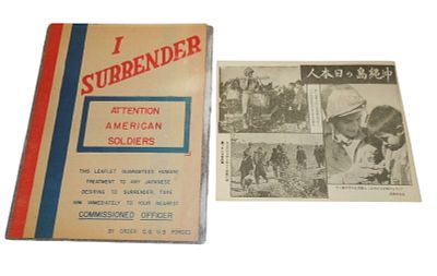 Lot (2) WWII US Military Japanese Surrender Propaganda Leaflets. Thin leaflets WWII era as 