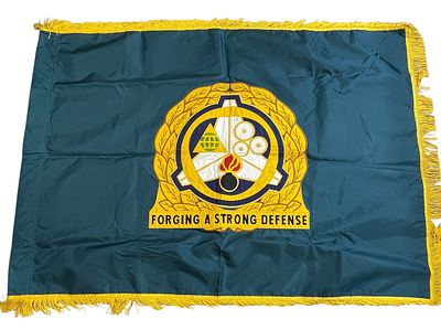 1980s US Army Industrial Operations Command Flag. Large original nylon flag measuring 35 x 50 