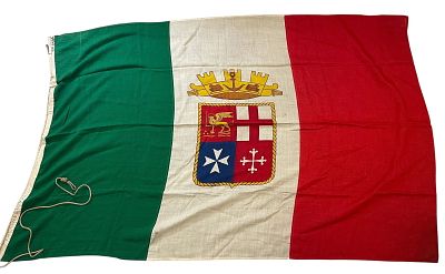 WWII Italian Merchant Ship Flag of SS Artigliere & Letter. Flag from the Dr. Clarence Rungee 