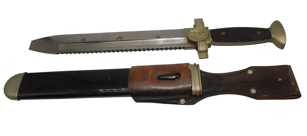 Lot 151: WWII German Red Cross Bayonet Dagger & Scabbard